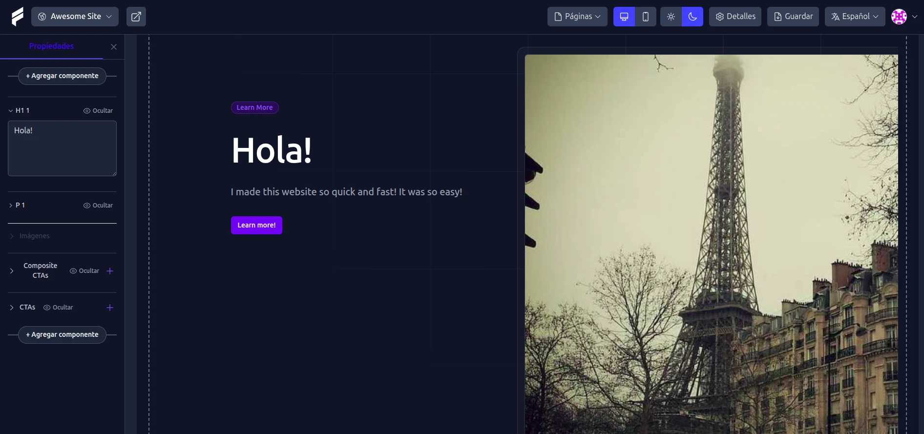 Interfaz del editor FamousTitle