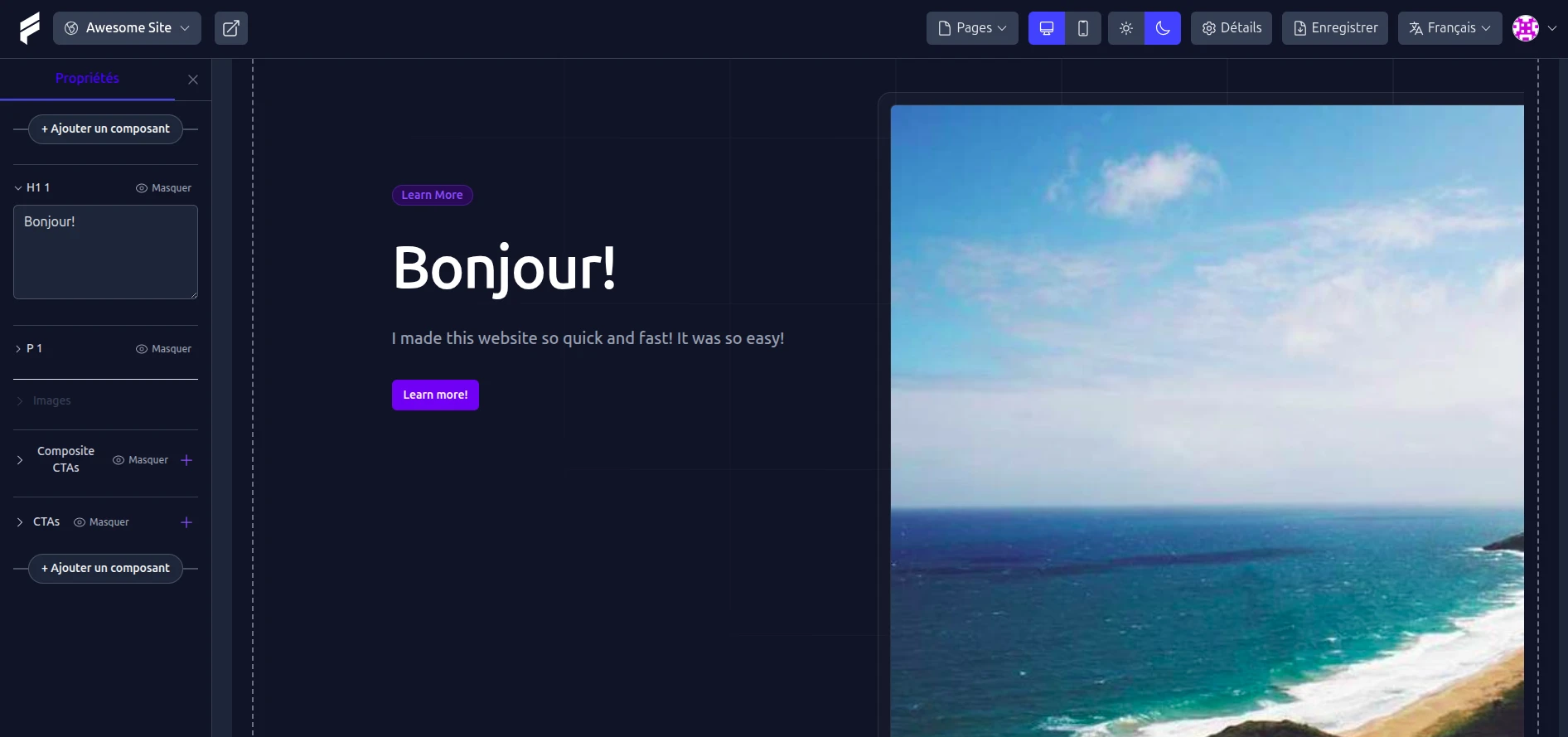 Interface de l'éditeur FamousTitle