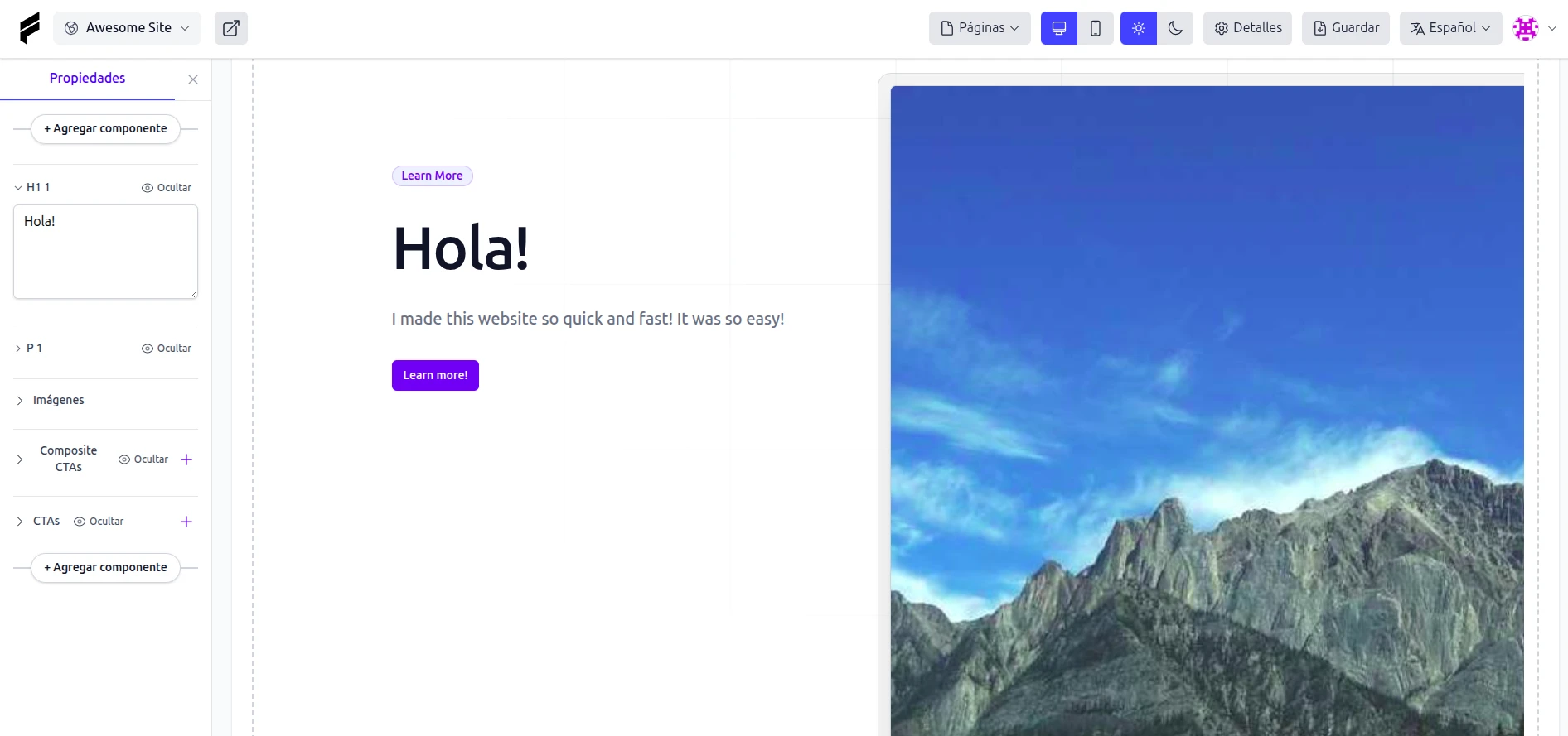 Interfaz del editor FamousTitle